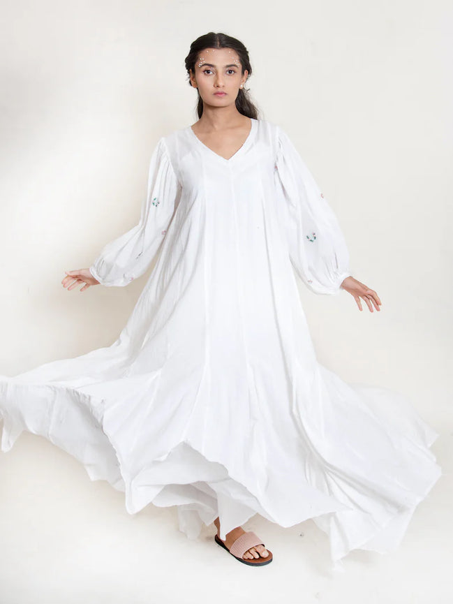Seeho Dress Mul Cotton - White