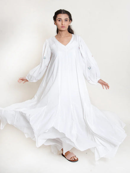 Seeho Dress Mul Cotton - White