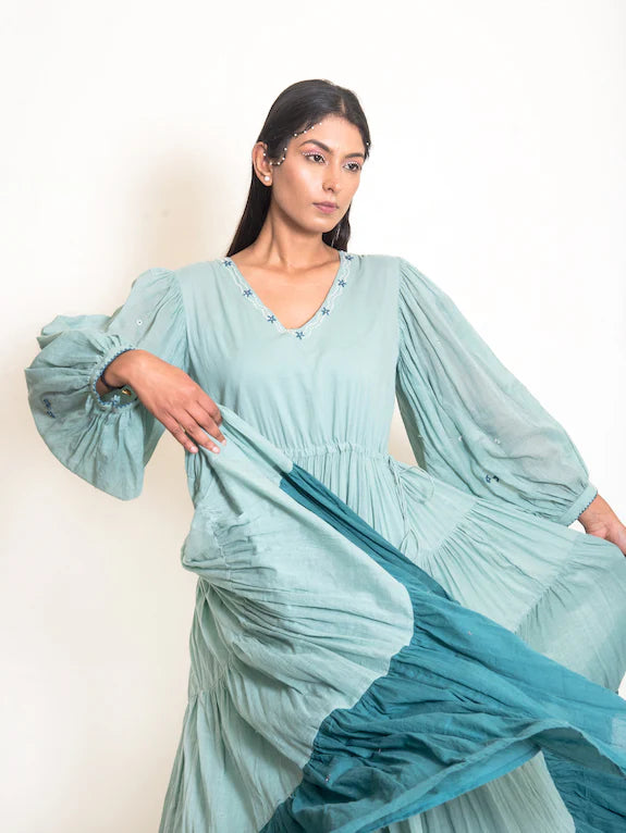 Stark Dress Mul Cotton -Mint Green