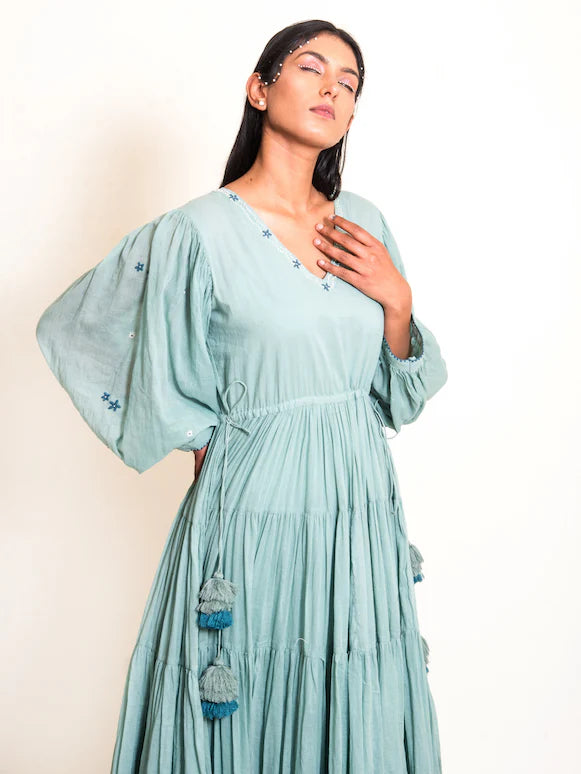 Stark Dress Mul Cotton -Mint Green